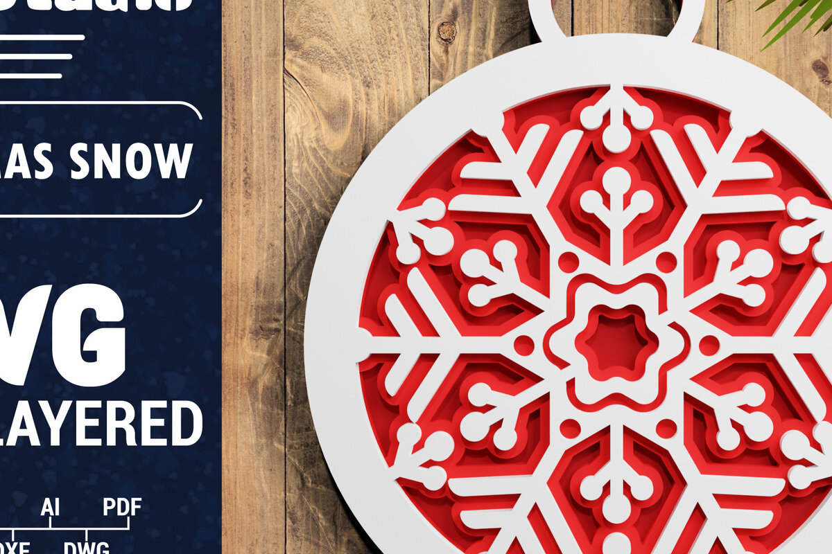Σετ των 2 Intra απο ξύλο plywood 3mm-4mm πάχος Τρισδιάστατη χριστουγεννιάτικη νιφάδα χιονιού Papercut Δίασταση 1200x1200 cm INTRAFABR-71266330