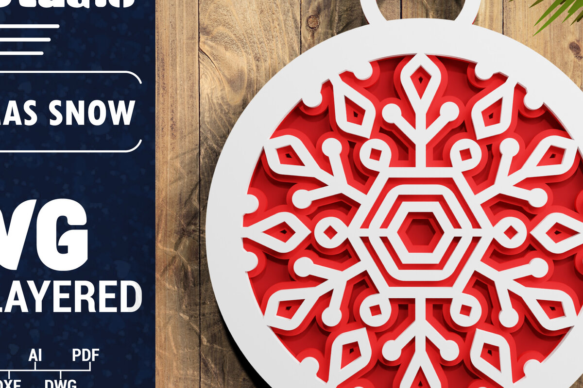 Σετ των 3 Intra απο ξύλο plywood 3mm-4mm πάχος Τρισδιάστατη χριστουγεννιάτικη νιφάδα χιονιού Papercut Δίασταση 1200x1200 cm INTRAFABR-71266340
