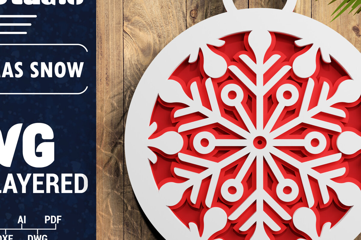Σετ των 2 Intra απο ξύλο plywood 3mm-4mm πάχος Τρισδιάστατη χριστουγεννιάτικη νιφάδα χιονιού Papercut Δίασταση 1200x1200 cm INTRAFABR-71266349