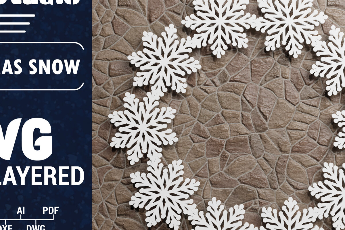 Σετ των 2 Intra απο ξύλο plywood 3mm-4mm πάχος Τρισδιάστατο χριστουγεννιάτικο Snowflake Papercut Bund Δίασταση 1500x1500 cm INTRAFABR-74552312