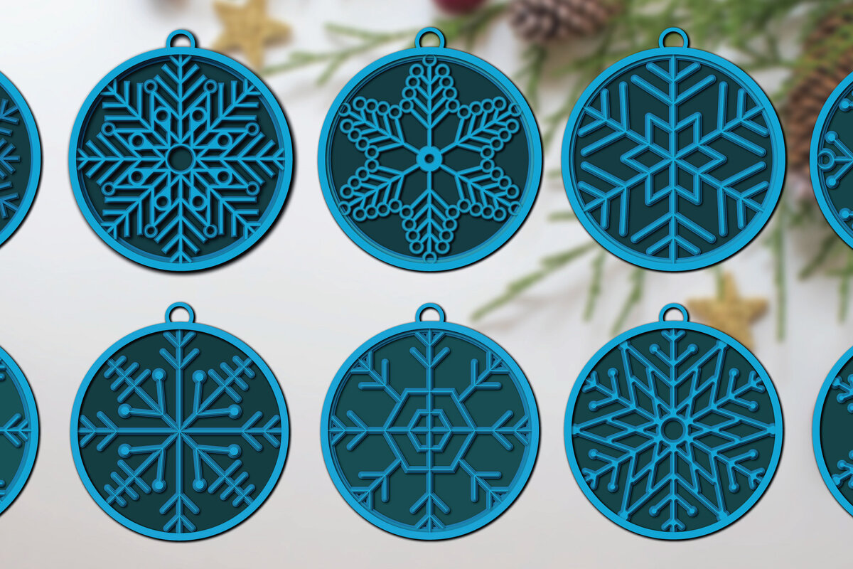 Σετ των 2 Intra απο ξύλο plywood 3mm-4mm πάχος 3D Χριστουγεννιάτικο Snowflake Papercut Δίασταση 1200x1200 cm INTRAFABR-19461949