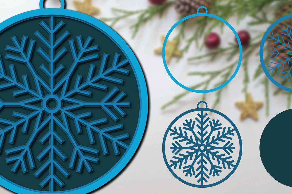 Σετ των 2 Intra απο ξύλο plywood 3mm-4mm πάχος 3D Χριστουγεννιάτικο Snowflake Papercut Δίασταση 1200x1200 cm INTRAFABR-19377467