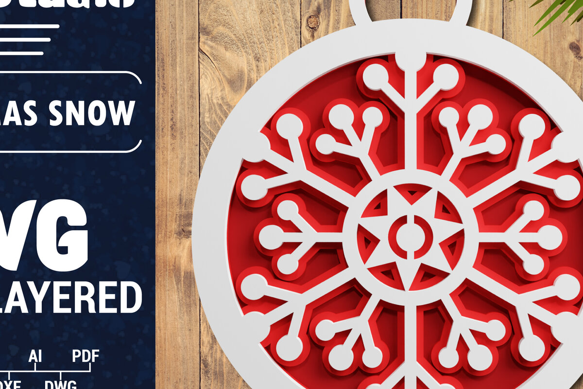 Σετ των 2 Intra απο ξύλο plywood 3mm-4mm πάχος Τρισδιάστατη χριστουγεννιάτικη νιφάδα χιονιού Papercut Δίασταση 1200x1200 cm INTRAFABR-71241243