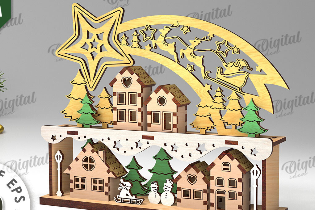 Σετ των 2 Intra απο ξύλο plywood 3mm-4mm πάχος Τρισδιάστατο χριστουγεννιάτικο στάντ Σχέδιο  Δίασταση 15x15 cm INTRAFABR-109742923