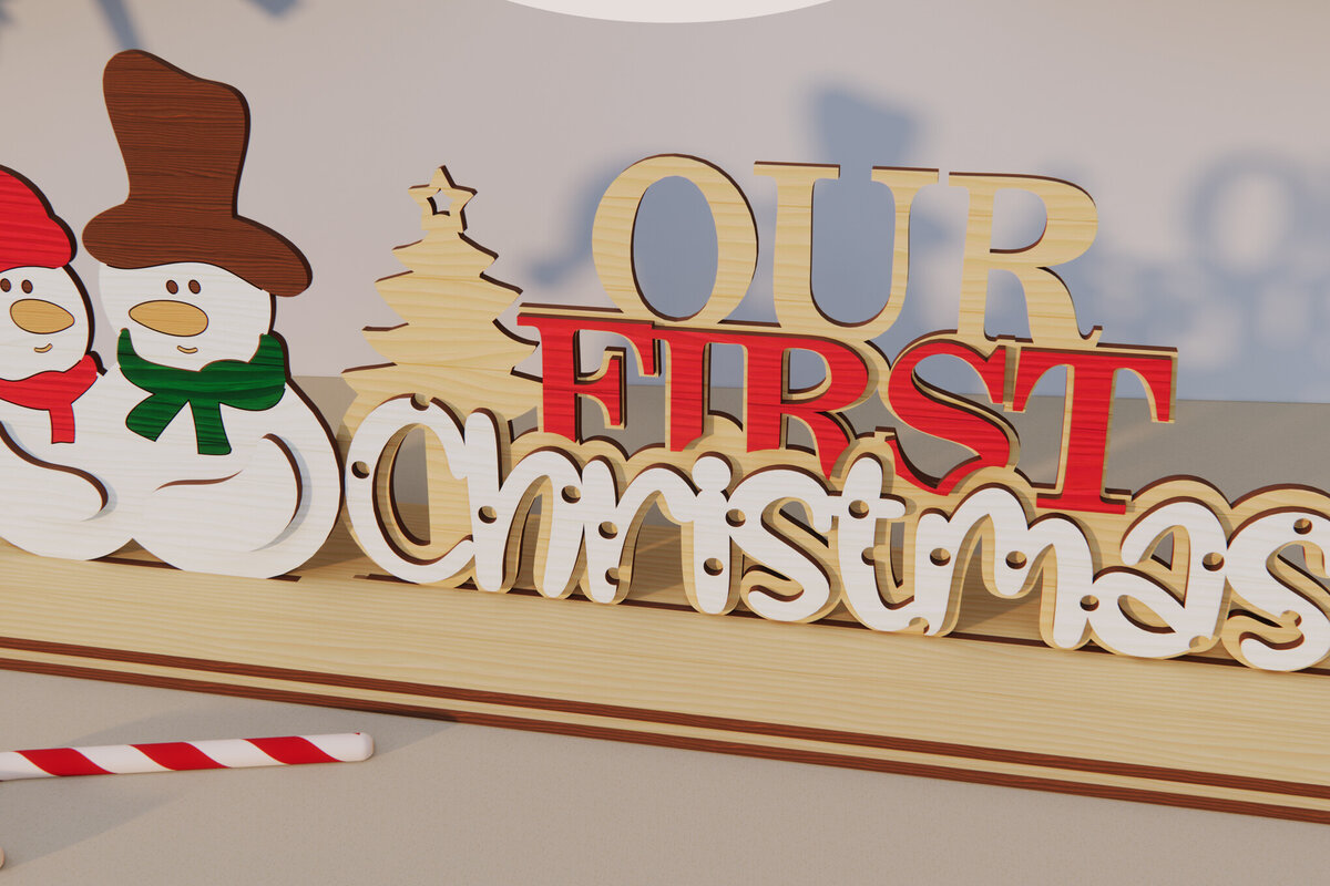 Σετ των 2 Intra απο ξύλο plywood 3mm-4mm πάχος Τρισδιάστατη χριστουγεννιάτικη βάση κοπής με λέιζερ. Χριστουγεννιάτικη διακόσμηση Δίασταση 15x15 cm INTRAFABR-79847228