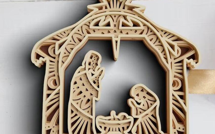 Σετ των 2 Intra απο ξύλο plywood 3mm-4mm πάχος 3D Christmas 5 Layer Nativity Δίασταση 30x30 cm INTRAFABR-77143935