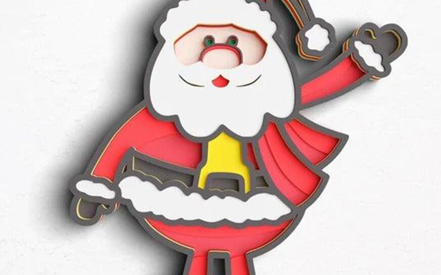 Intra απο ξύλο plywood 3mm-4mm πάχος 3D Christmas 8 Layer Santa Δίασταση 30x30 cm INTRAFABR-77144010