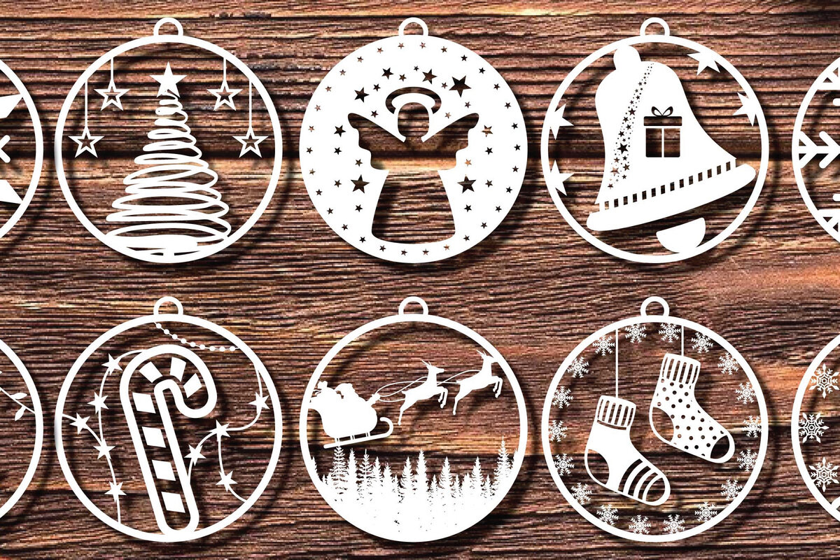 Σετ των 2 Intra απο ξύλο plywood 3mm-4mm πάχος Τρισδιάστατα χριστουγεννιάτικα , Cut Δίασταση 1200x1200 cm INTRAFABR-19200785