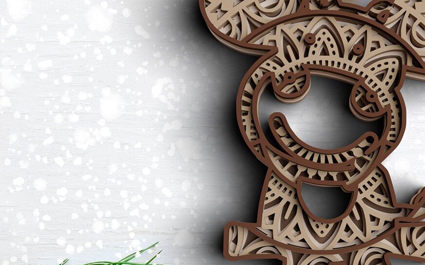 Σετ των 2 Intra απο ξύλο plywood 3mm-4mm πάχος 3D Christmas Moose Δίασταση 30x30 cm INTRAFABR-77143244