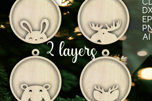 Σετ των 3 Intra απο ξύλο plywood 3mm-4mm πάχος 3D Χριστουγεννιάτικες ετικέτες Στολίδι Δίασταση 8x8 cm INTRAFABR-107021729