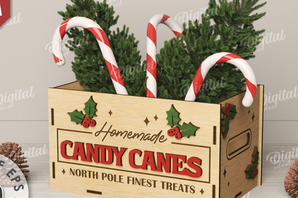 Σετ των 2 Intra απο ξύλο plywood 3mm-4mm πάχος Τρισδιάστατο κουτί χριστουγεννιάτικων λιχουδιών με Δίασταση 15x15 cm INTRAFABR-111221059