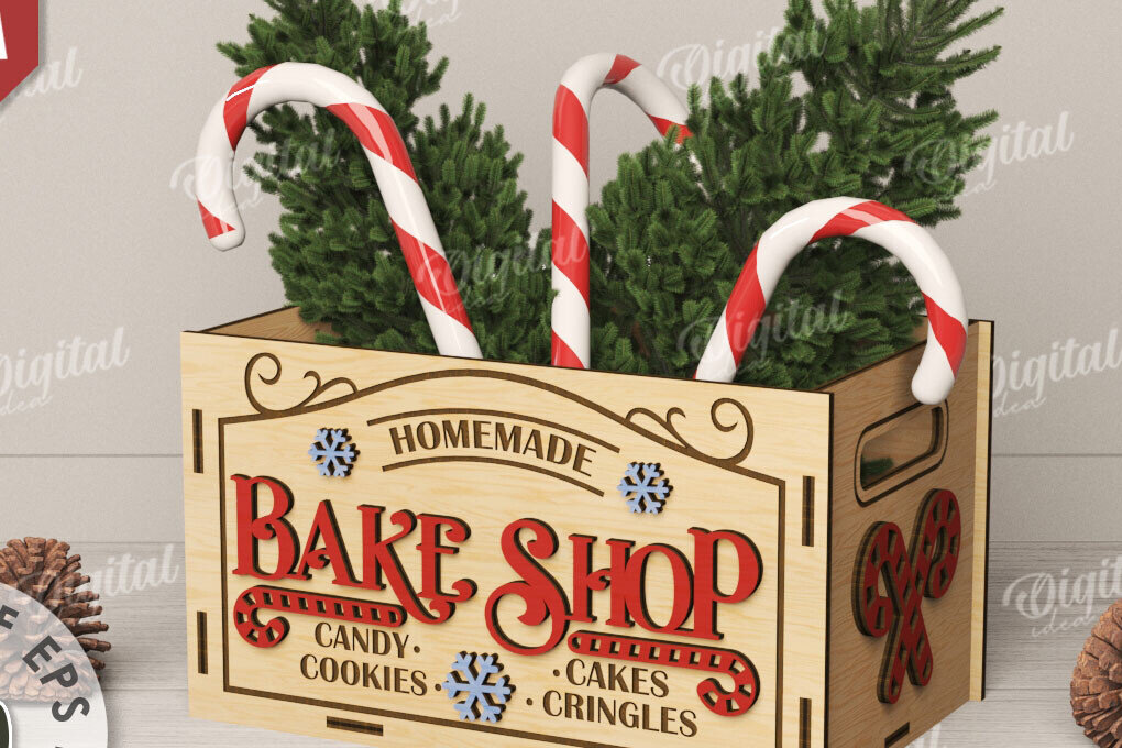 Σετ των 2 Intra απο ξύλο plywood 3mm-4mm πάχος Τρισδιάστατο κουτί χριστουγεννιάτικων λιχουδιών με Δίασταση 15x15 cm INTRAFABR-111221345