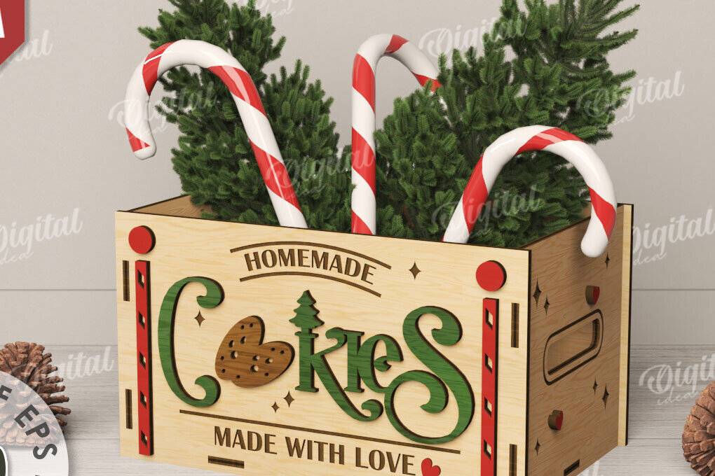 Σετ των 3 Intra απο ξύλο plywood 3mm-4mm πάχος Τρισδιάστατο κουτί χριστουγεννιάτικων λιχουδιών με Δίασταση 15x15 cm INTRAFABR-111221405