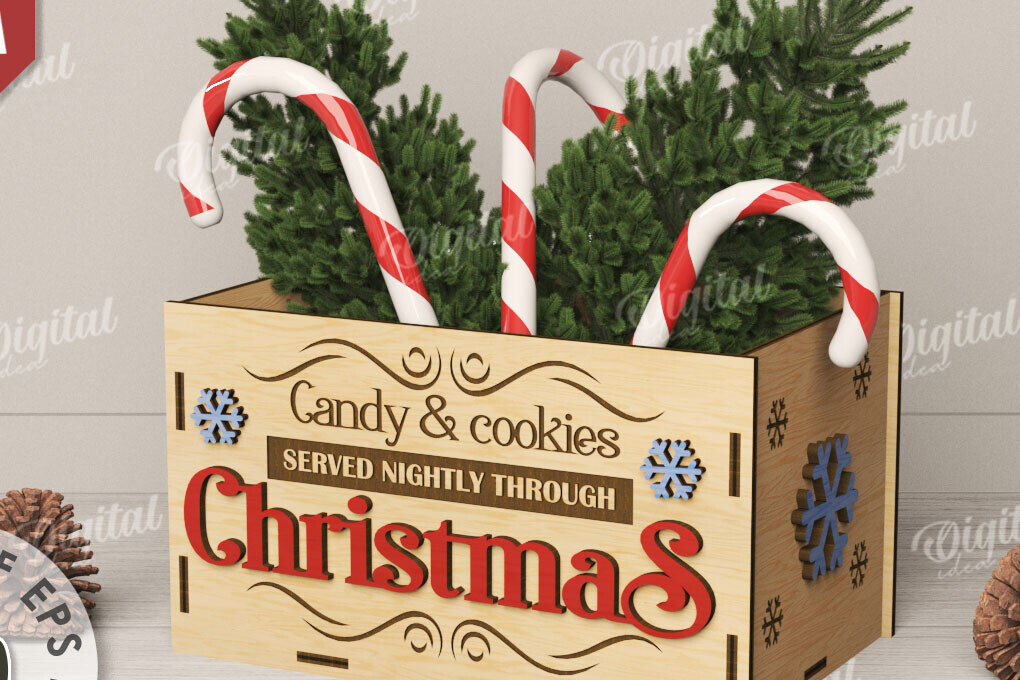 Σετ των 2 Intra απο ξύλο plywood 3mm-4mm πάχος Τρισδιάστατο κουτί χριστουγεννιάτικων λιχουδιών με Δίασταση 15x15 cm INTRAFABR-111221429