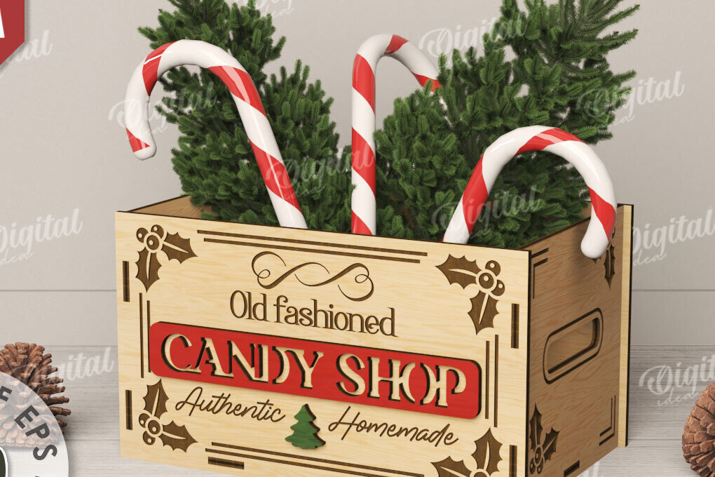 Σετ των 2 Intra απο ξύλο plywood 3mm-4mm πάχος Τρισδιάστατο κουτί χριστουγεννιάτικων λιχουδιών με Δίασταση 15x15 cm INTRAFABR-111221448