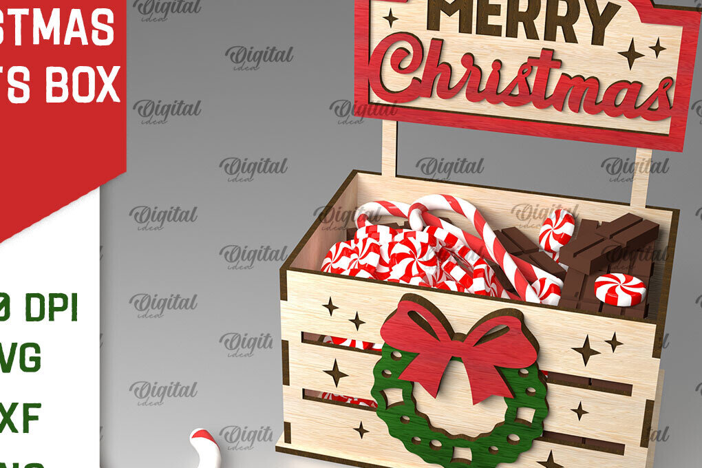 Σετ των 2 Intra απο ξύλο plywood 3mm-4mm πάχος Τρισδιάστατο κουτί χριστουγεννιάτικων λιχουδιών με Δίασταση 15x15 cm INTRAFABR-107014948