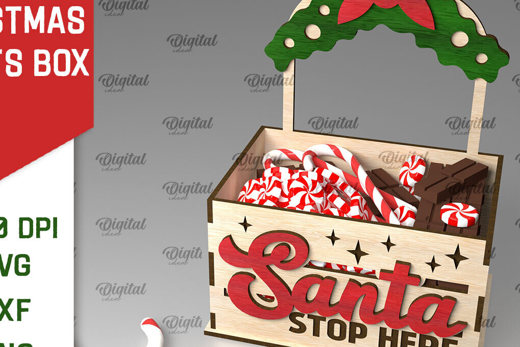 Σετ των 2 Intra απο ξύλο plywood 3mm-4mm πάχος Τρισδιάστατο κουτί χριστουγεννιάτικων λιχουδιών με Δίασταση 15x15 cm INTRAFABR-107015008