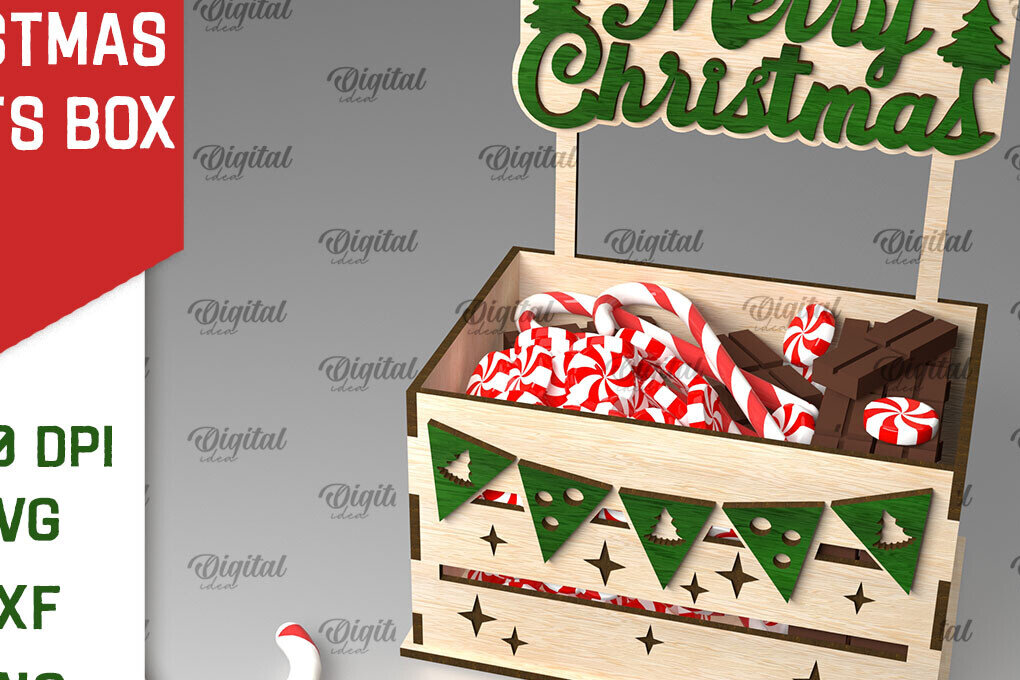 Σετ των 2 Intra απο ξύλο plywood 3mm-4mm πάχος Τρισδιάστατο κουτί χριστουγεννιάτικων λιχουδιών με Δίασταση 15x15 cm INTRAFABR-107015052