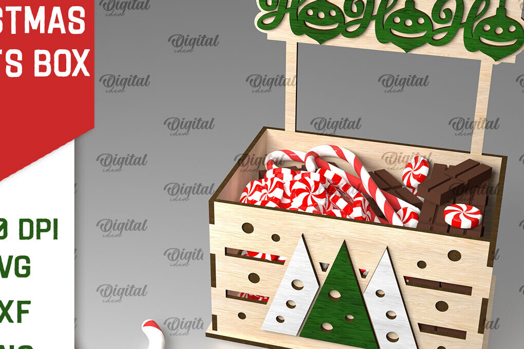 Σετ των 2 Intra απο ξύλο plywood 3mm-4mm πάχος Τρισδιάστατο κουτί χριστουγεννιάτικων λιχουδιών με Δίασταση 15x15 cm INTRAFABR-107015398