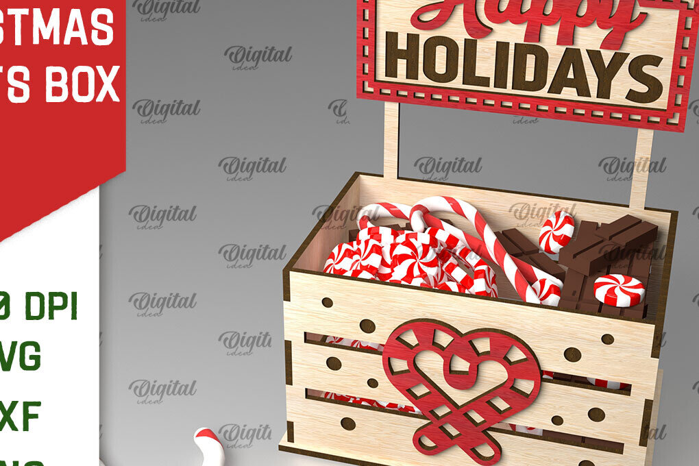 Σετ των 2 Intra απο ξύλο plywood 3mm-4mm πάχος Τρισδιάστατο κουτί χριστουγεννιάτικων λιχουδιών με Δίασταση 15x15 cm INTRAFABR-107015483