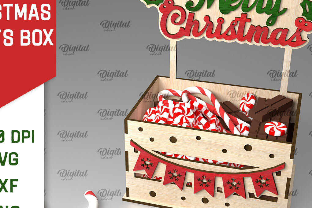 Σετ των 2 Intra απο ξύλο plywood 3mm-4mm πάχος Τρισδιάστατο κουτί χριστουγεννιάτικων λιχουδιών με Δίασταση 15x15 cm INTRAFABR-107014890