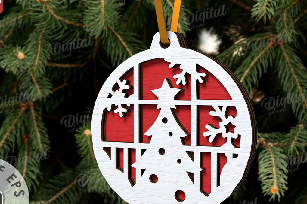 Σετ των 3 Intra απο ξύλο plywood 3mm-4mm πάχος Τρισδιάστατη διακόσμηση Χριστουγεννιάτικου Δέντρου Δίασταση 15x15 cm INTRAFABR-107889439