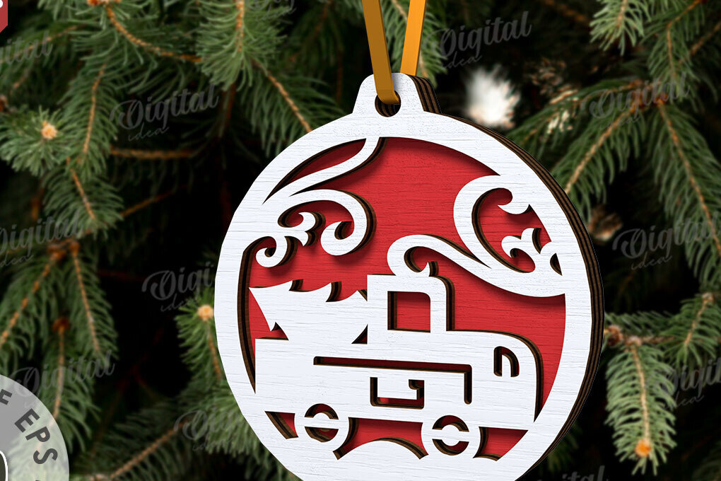 Σετ των 2 Intra απο ξύλο plywood 3mm-4mm πάχος Τρισδιάστατη διακόσμηση Χριστουγεννιάτικου Δέντρου Δίασταση 15x15 cm INTRAFABR-107889470