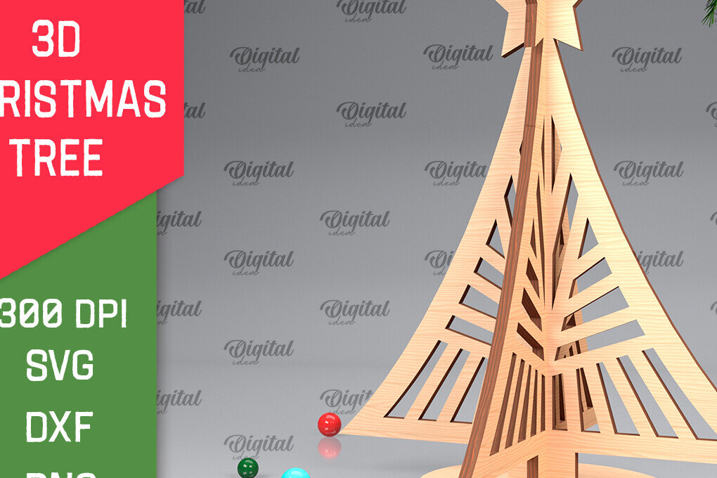 Intra απο ξύλο plywood 3mm-4mm πάχος Τρισδιάστατο σχέδιο κοπής χριστουγεννιάτικου δέντρου με λέιζερ Δίασταση 15x15 cm INTRAFABR-104362466