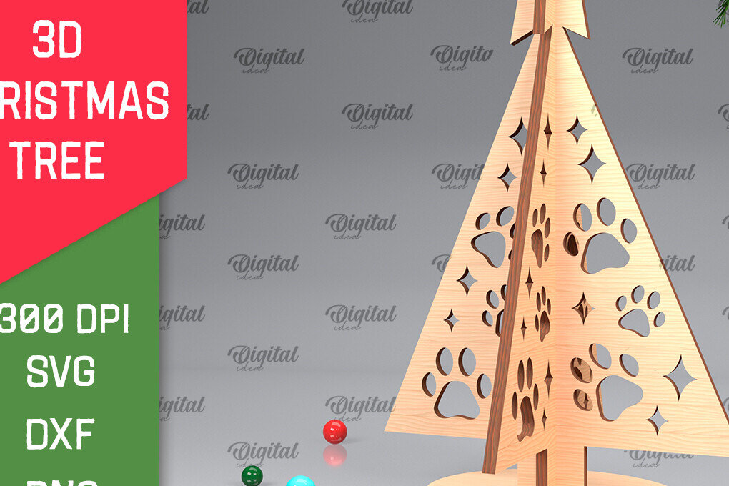 Σετ των 2 Intra απο ξύλο plywood 3mm-4mm πάχος Τρισδιάστατο σχέδιο κοπής χριστουγεννιάτικου δέντρου με λέιζερ Δίασταση 15x15 cm INTRAFABR-104362003