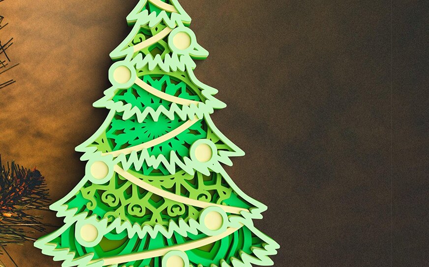 Intra απο ξύλο plywood 3mm-4mm πάχος 3D Χριστουγεννιάτικο Δέντρο 6 στρώσεων Δίασταση 30x30 cm INTRAFABR-77142897