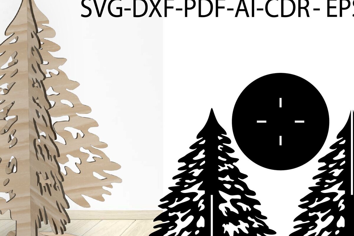 Σετ των 2 Intra απο ξύλο plywood 3mm-4mm πάχος Πρότυπο τρισδιάστατου χριστουγεννιάτικου δέντρου Δίασταση 15x15 cm INTRAFABR-103138799