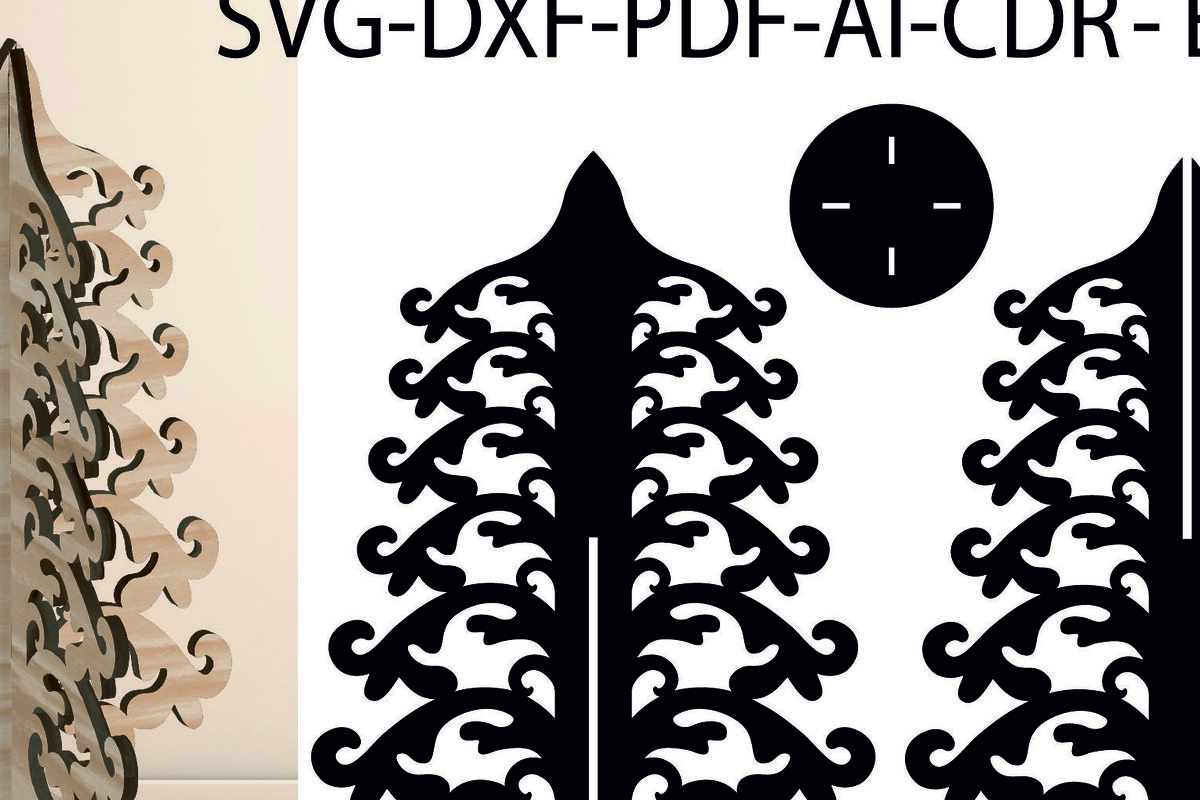 Σετ των 2 Intra απο ξύλο plywood 3mm-4mm πάχος Πρότυπο λέιζερ τρισδιάστατου χριστουγεννιάτικου δέντρου Δίασταση 15x15 cm INTRAFABR-103109436