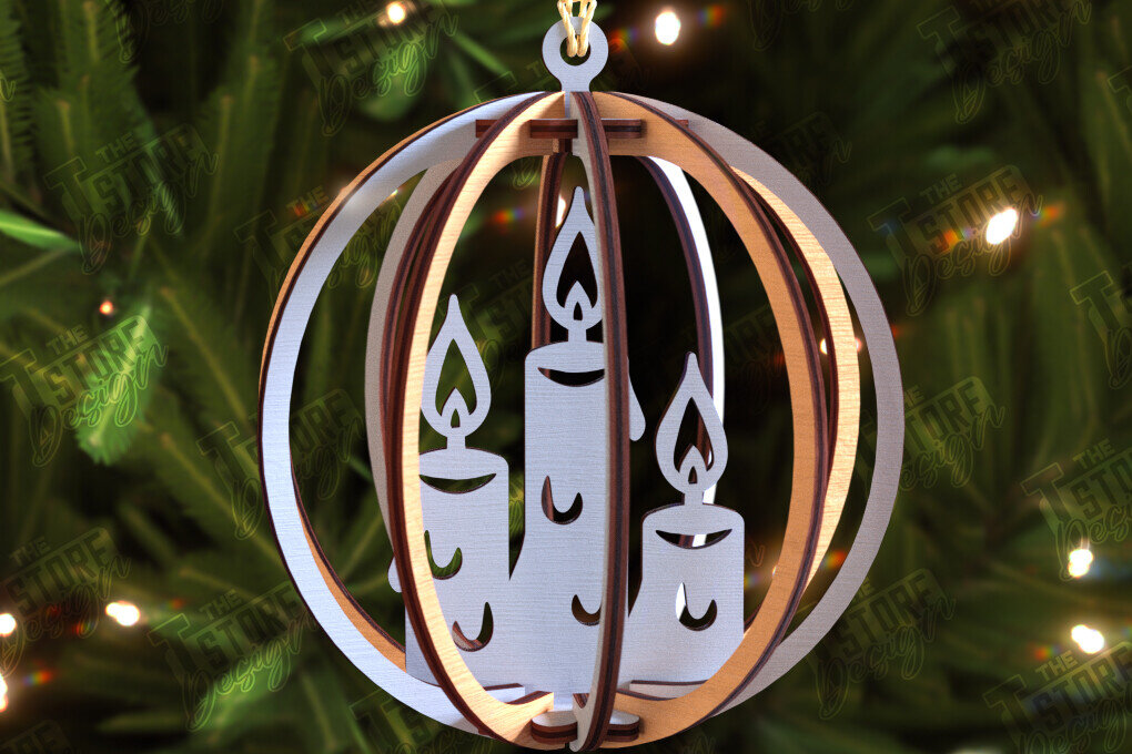 Σετ των 2 Intra απο ξύλο plywood 3mm-4mm πάχος 3D Παιχνίδι Χριστουγεννιάτικου Δέντρου | Διακόσμηση διακοπών Δίασταση 15x15 cm INTRAFABR-106124656