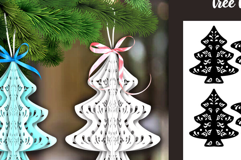 Σετ των 2 Intra απο ξύλο plywood 3mm-4mm πάχος 3D Χριστουγεννιάτικο Δέντρο Toy_4 / DIY Crafts Δίασταση 120x120 cm INTRAFABR-82778322