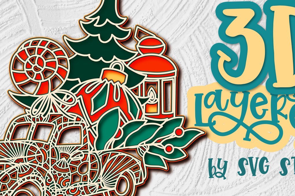 Σετ των 2 Intra απο ξύλο plywood 3mm-4mm πάχος 3D Christmas Truck Layered Design Δίασταση 15x15 cm INTRAFABR-35578531