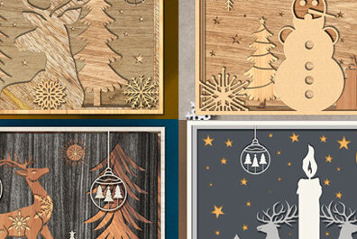 Intra απο ξύλο plywood 3mm-4mm πάχος Τρισδιάστατη δέσμη κουτιού σκιών Χριστουγεννιάτικου χωριού Δίασταση 25x25 cm INTRAFABR-51985377