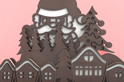 Intra απο ξύλο plywood 3mm-4mm πάχος 3D Χριστουγεννιάτικο Χωριό | Χριστούγεννα Δίασταση 30x20 cm INTRAFABR-78579548