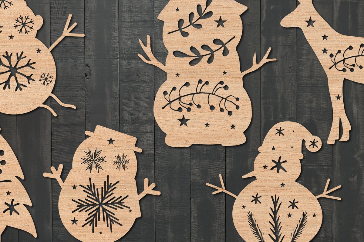 Σετ των 2 Intra απο ξύλο plywood 3mm-4mm πάχος Τρισδιάστατη Χριστουγεννιάτικη Διακόσμηση Τοίχων Δίασταση 25x25 cm INTRAFABR-41015041