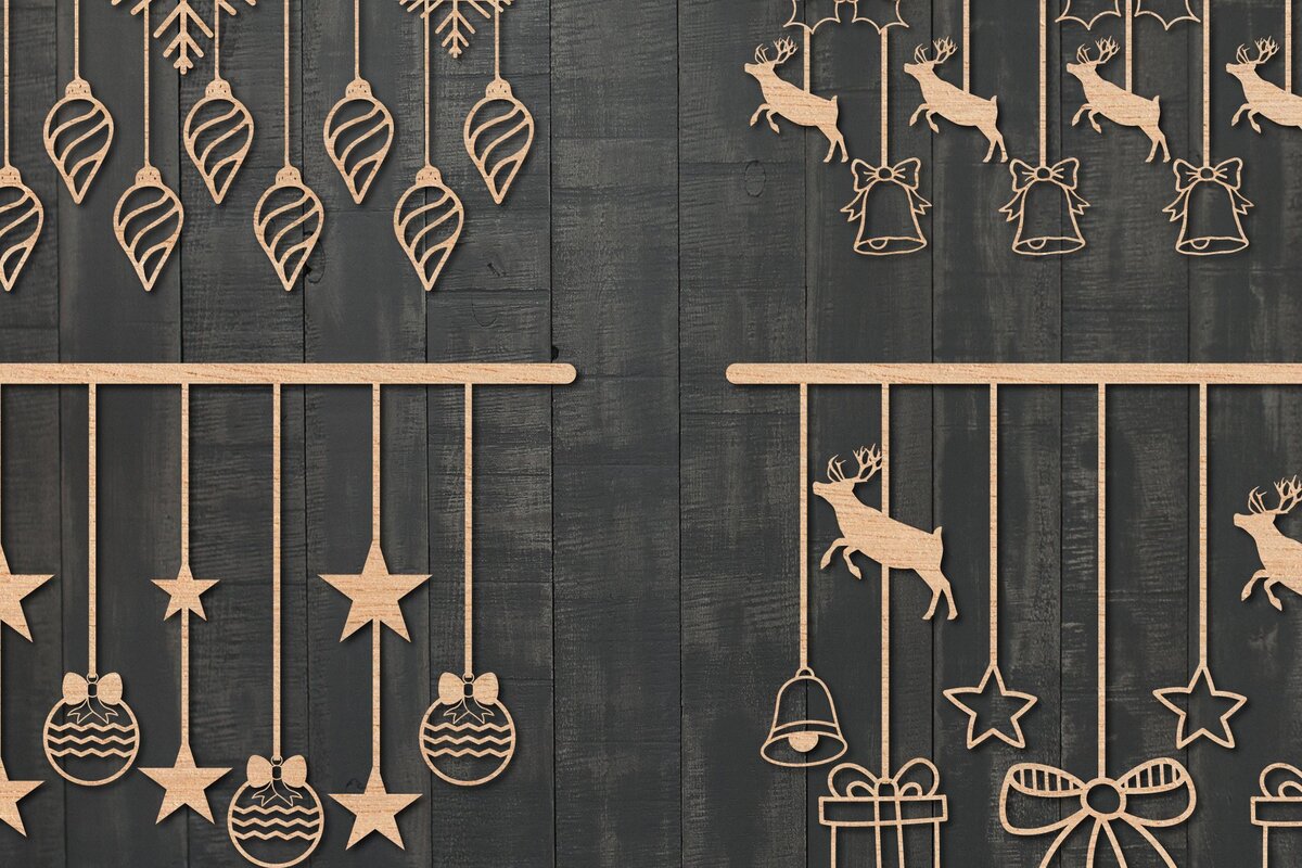 Σετ των 3 Intra απο ξύλο plywood 3mm-4mm πάχος Τρισδιάστατη Χριστουγεννιάτικη Διακόσμηση Τοίχων Δίασταση 25x25 cm INTRAFABR-41002578