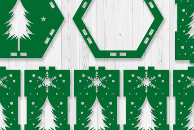 Σετ των 2 Intra απο ξύλο plywood 3mm-4mm πάχος 3D Χριστουγεννιάτικο ξύλινο φανάρι με λέιζερ Δίασταση 15x15 cm INTRAFABR-50097566