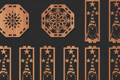 Σετ των 2 Intra απο ξύλο plywood 3mm-4mm πάχος 3D Χριστουγεννιάτικο ξύλινο φανάρι με λέιζερ Δίασταση 15x15 cm INTRAFABR-50267913