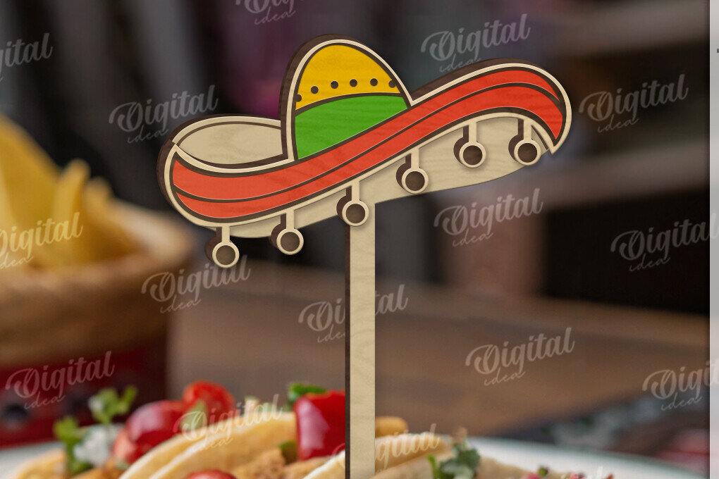 Intra απο ξύλο plywood 3mm-4mm πάχος 3D Cinco De Mayo Cake Topper Cut  Δίασταση 30x20 cm INTRAFABR-119489341