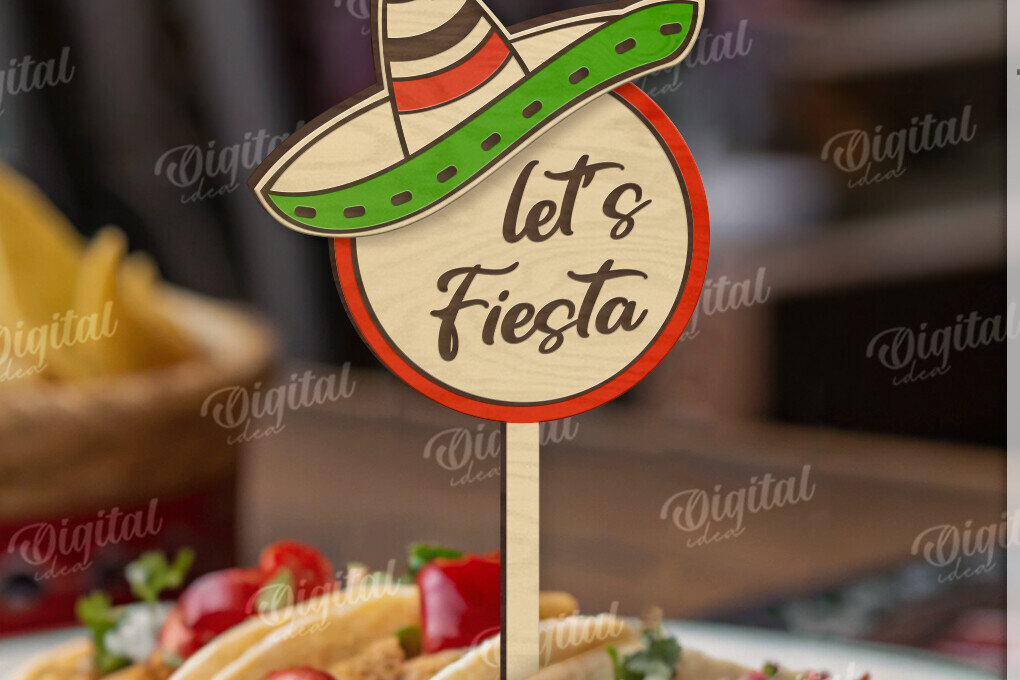 Intra απο ξύλο plywood 3mm-4mm πάχος 3D Cinco De Mayo Cake Topper Cut  Δίασταση 30x20 cm INTRAFABR-119489253