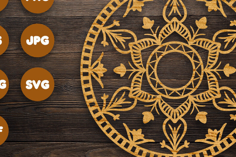 Intra απο ξύλο plywood 3mm-4mm πάχος Τρισδιάστατα κυκλικά Mandala για Cricut Δίασταση 30x30 cm INTRAFABR-74381012