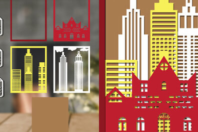 Intra απο ξύλο plywood 3mm-4mm πάχος τρισδιάστατου κιβωτίου σκιάς αστικό τοπίο Δίασταση 25x25 cm INTRAFABR-59837893