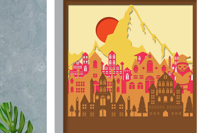 Σετ των 2 Intra απο ξύλο plywood 3mm-4mm πάχος τρισδιάστατου κιβωτίου σκιάς αστικό τοπίο Δίασταση 25x25 cm INTRAFABR-71349615