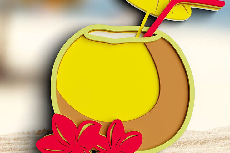 Intra απο ξύλο plywood 3mm-4mm πάχος 3D Cocktail 5 Layer - Coconut Δίασταση 30x30 cm INTRAFABR-101201379