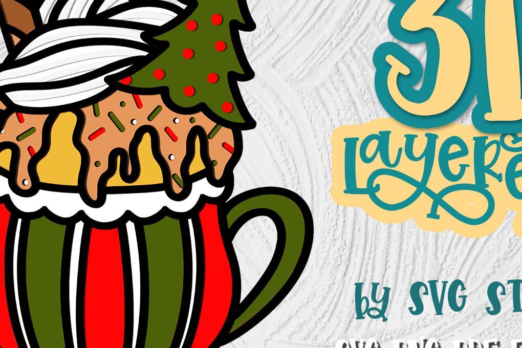 Σετ των 2 Intra απο ξύλο plywood 3mm-4mm πάχος 3D Cocoa 05 Christmas Layered Design Δίασταση 15x15 cm INTRAFABR-35011099