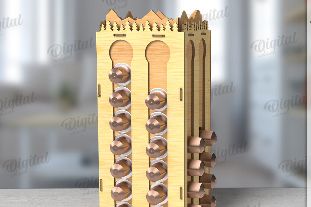 Intra απο ξύλο plywood 3mm-4mm πάχος Τρισδιάστατη θήκη για καφέ με λέιζερ Δίασταση 30x20 cm INTRAFABR-120105786