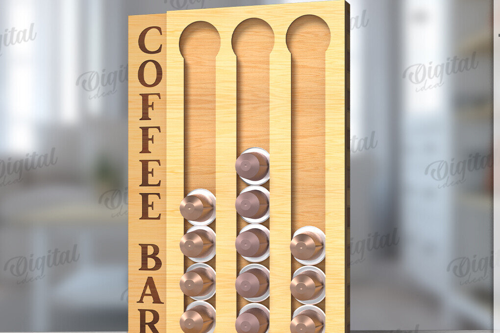 Intra απο ξύλο plywood 3mm-4mm πάχος Τρισδιάστατη θήκη για καφέ με λέιζερ Δίασταση 30x20 cm INTRAFABR-120105815